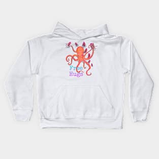 Octopus with Jellyfish, Free Hugs Kids Hoodie